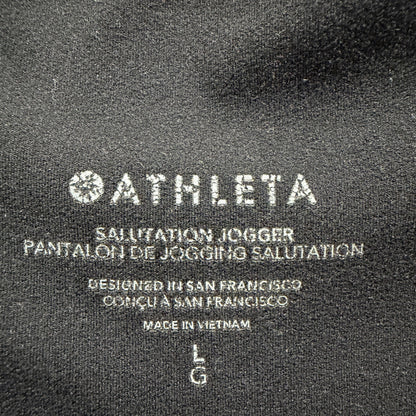 Athleta Salutation Jogger Pants Womens Large Black Nylon Blend Activewear EUC1