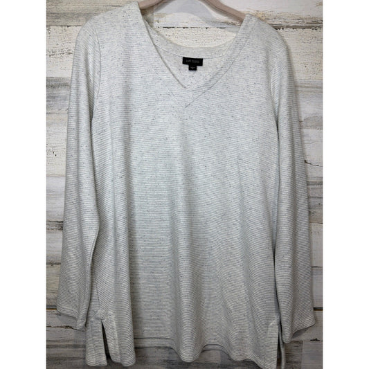 J. Jill Wearever Tunic Women M Gray Ribbed Knit Space Dye Casual EUC0