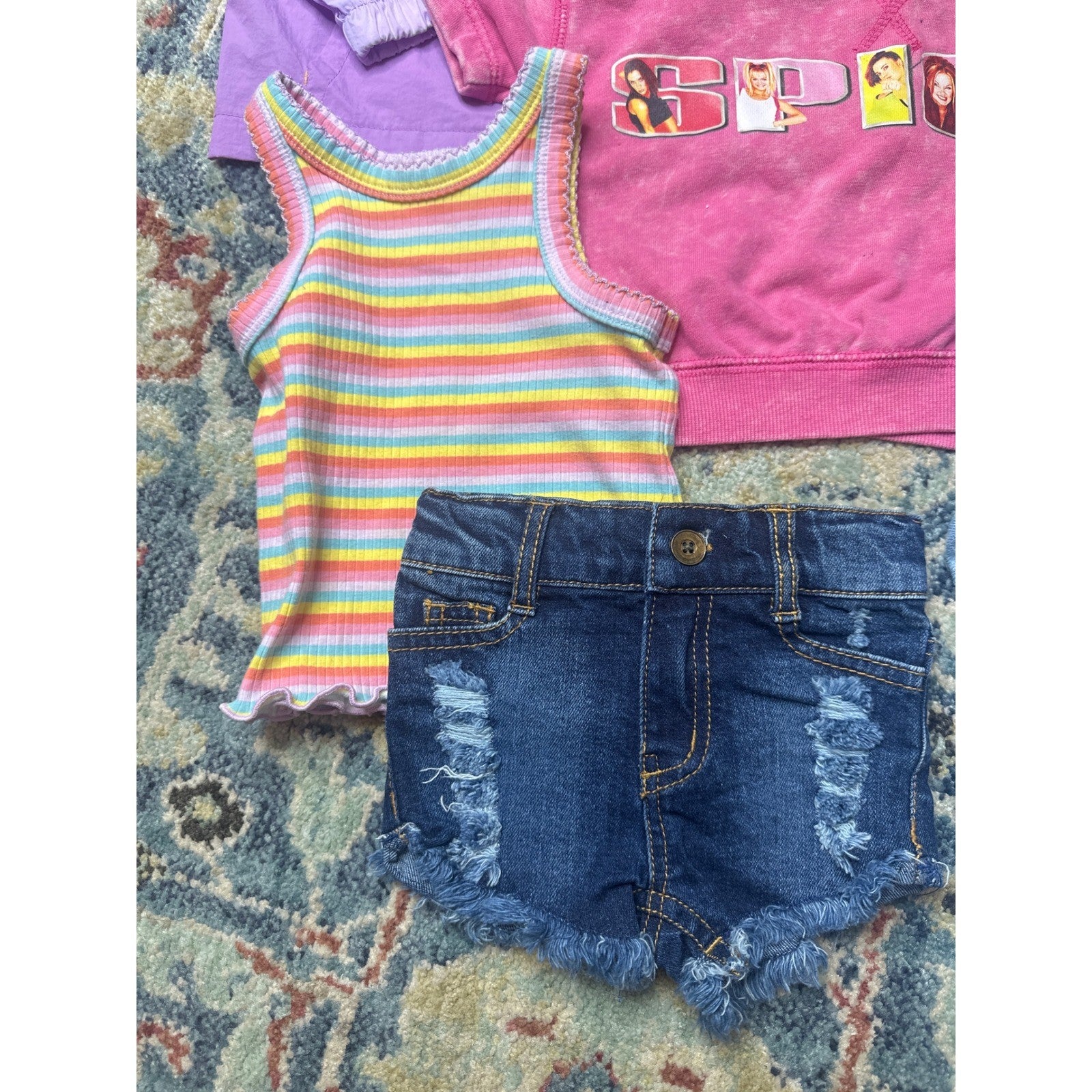 Spice Girls Cat & Jack Bundle Girls 12M Multi Retro Colorblock Denim GUC*1