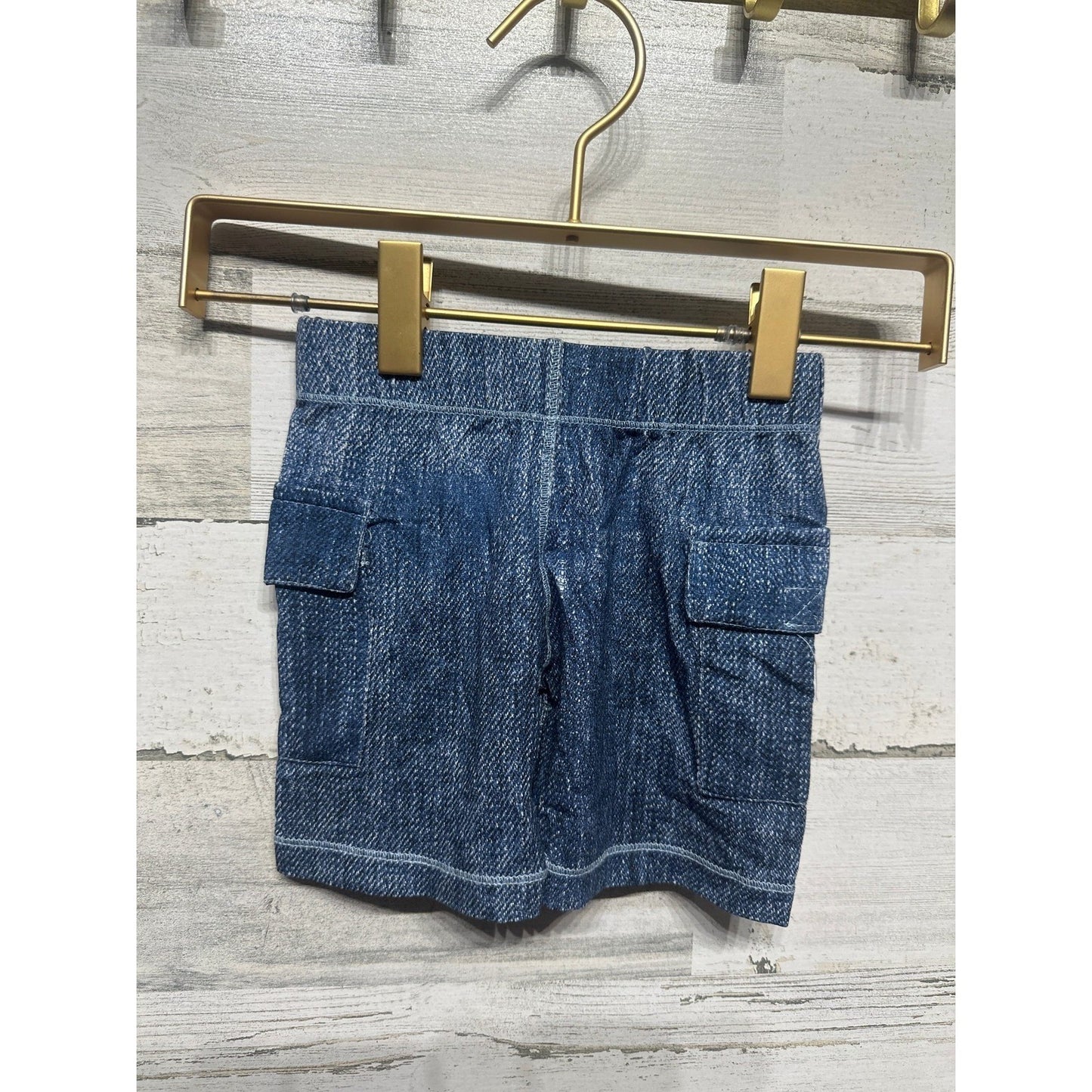 Kickee Pants Cargo Shorts Boys 18-24M Denim Print Bamboo NWT0