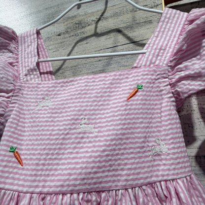 Starting Out Seersucker Bunny Dress Set Girls 18M Pink Spring Carrot Easter EUC1