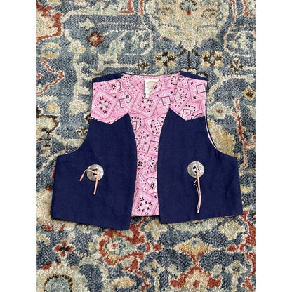 Kiddie Korral Western Vest Girls 2-4 (Toddler) Pink Blue Bandana Concho EUC0