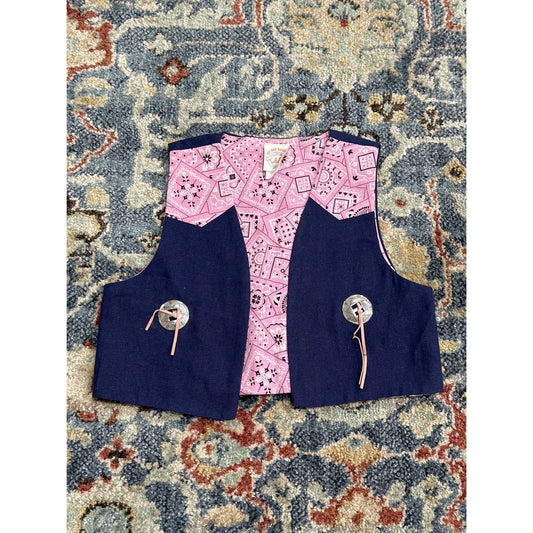 Kiddie Korral Western Vest Girls 2-4 (Toddler) Pink Blue Bandana Concho EUC0