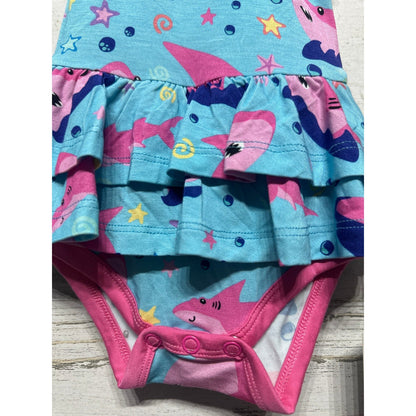Birdie Bean Gwen Pink Shark Birdie Twirl Bodysuit Girls 0-3M Blue Bamboo NWT2