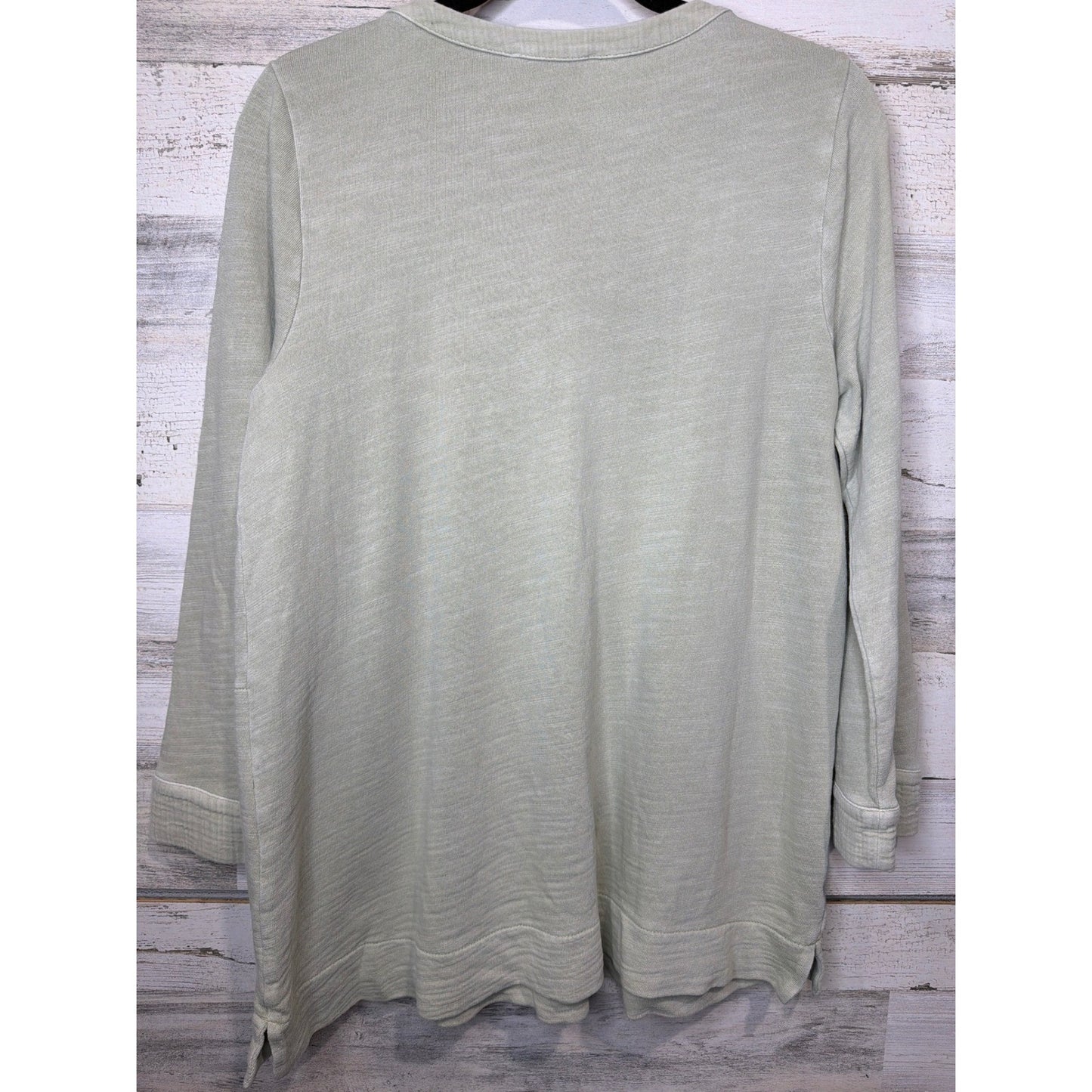 J. Jill Tunic Women Medium Petite Sage Green Organic Cotton Pockets EUC3