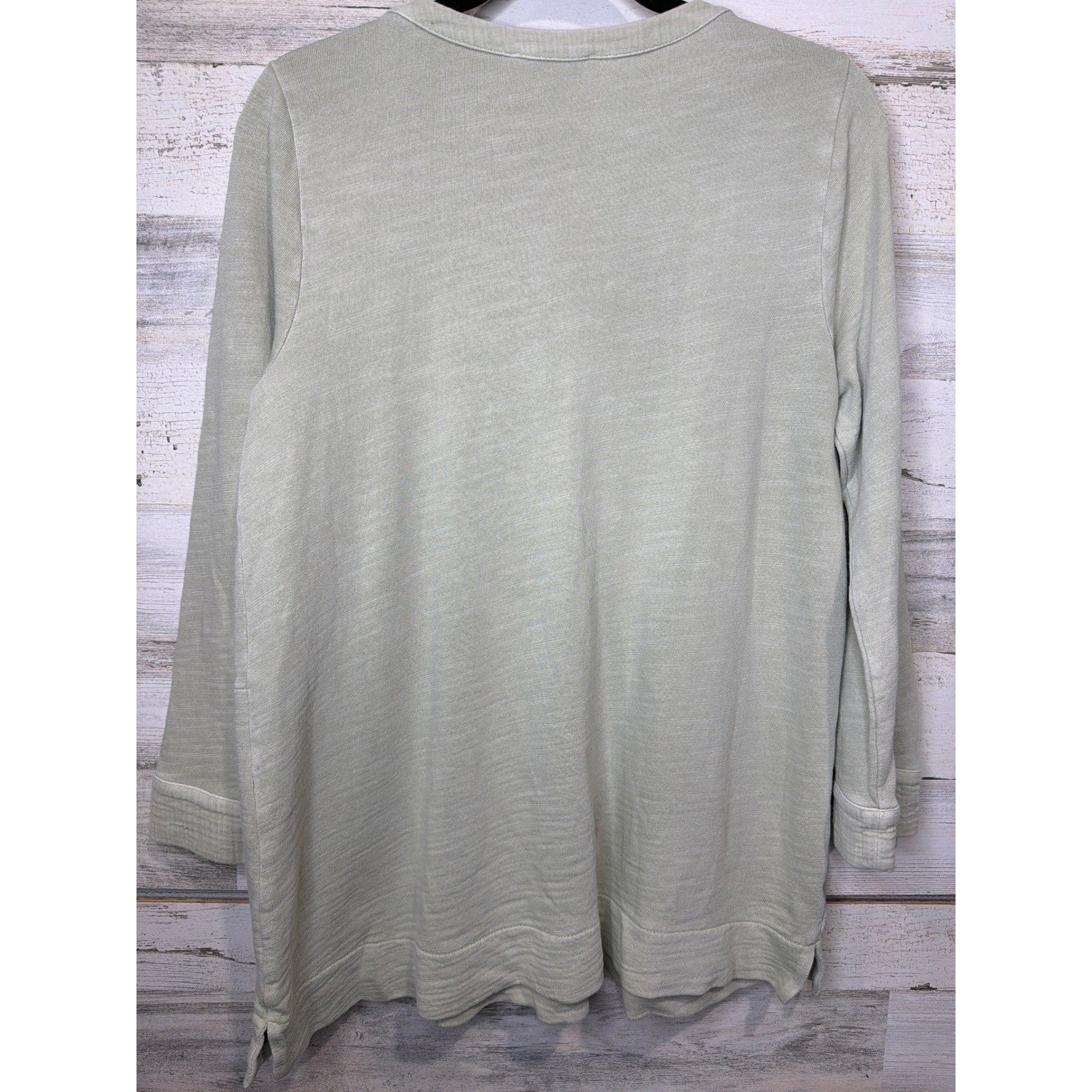 J. Jill Tunic Women Medium Petite Sage Green Organic Cotton Pockets EUC3