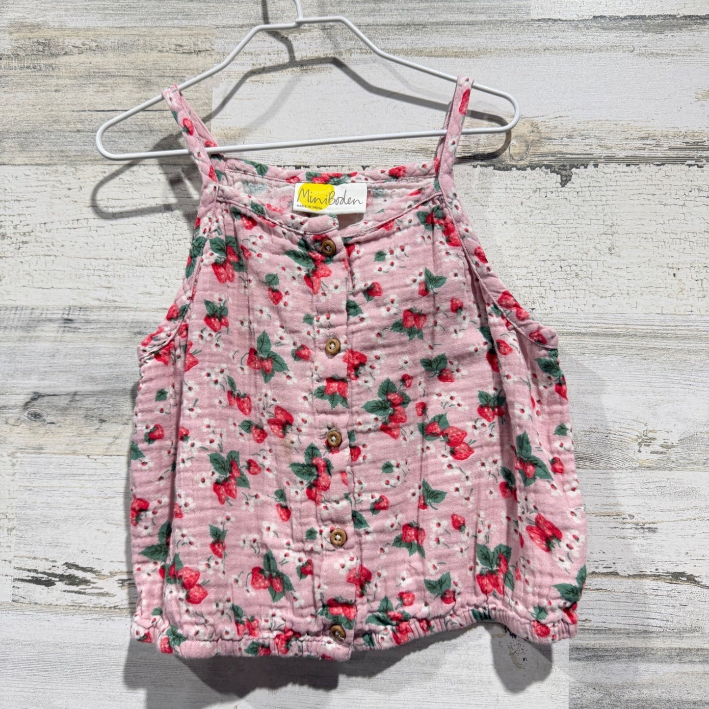 Mini Boden Cami Top Girls 11/12 Pink Strawberry Gauze *Flawed*0