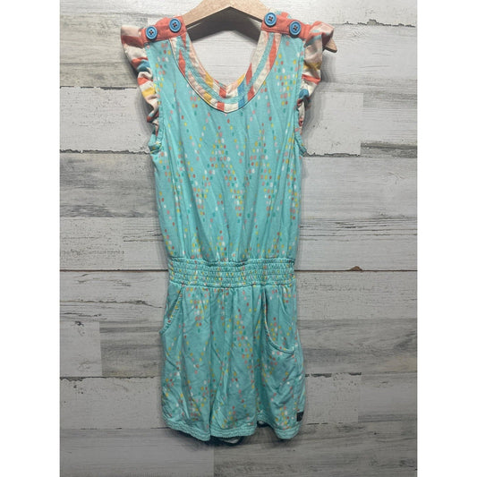 Matilda Jane Romper Girls 10 Teal Multicolor Dot Flutter Sleeve0