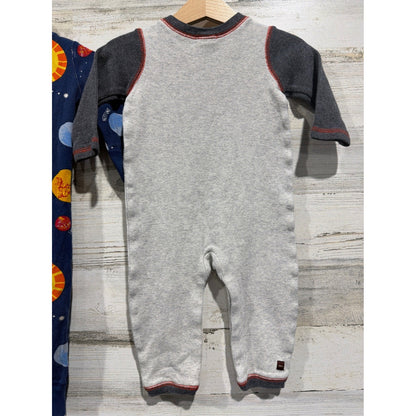 Hanna Andersson Tea Collection Sleeper Romper Boys 6-12M Blue Gray Planet5