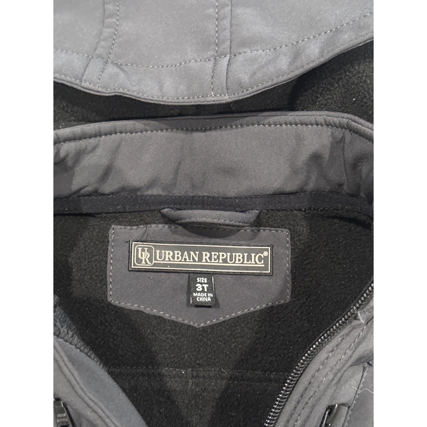 Water Resistant Urban Republic Hooded Jacket 3T Gray Fleece Lined Full Zip EUC1