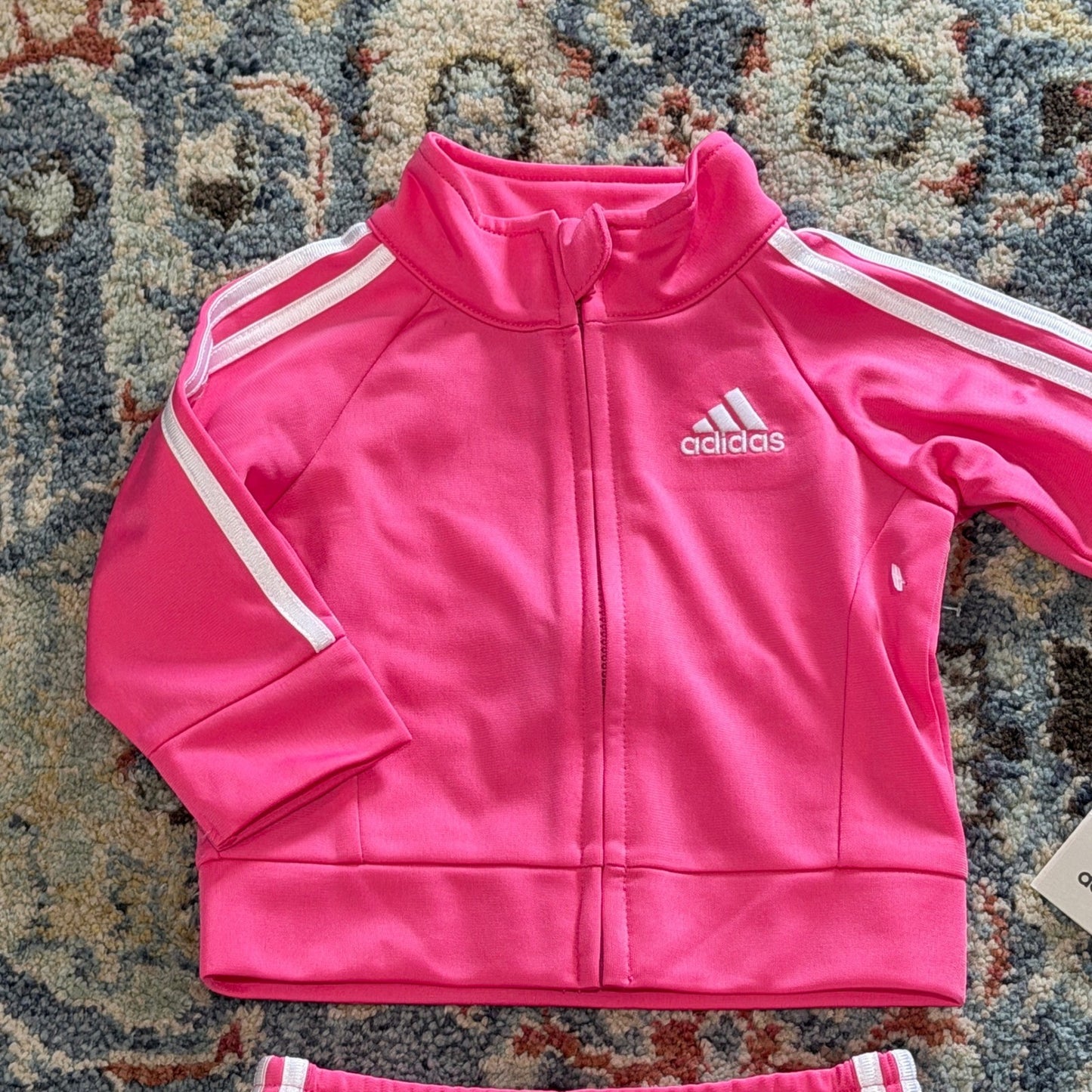 Adidas Tracksuit 2 Piece Set Girls 3M Dark Pink Sporty NWT1