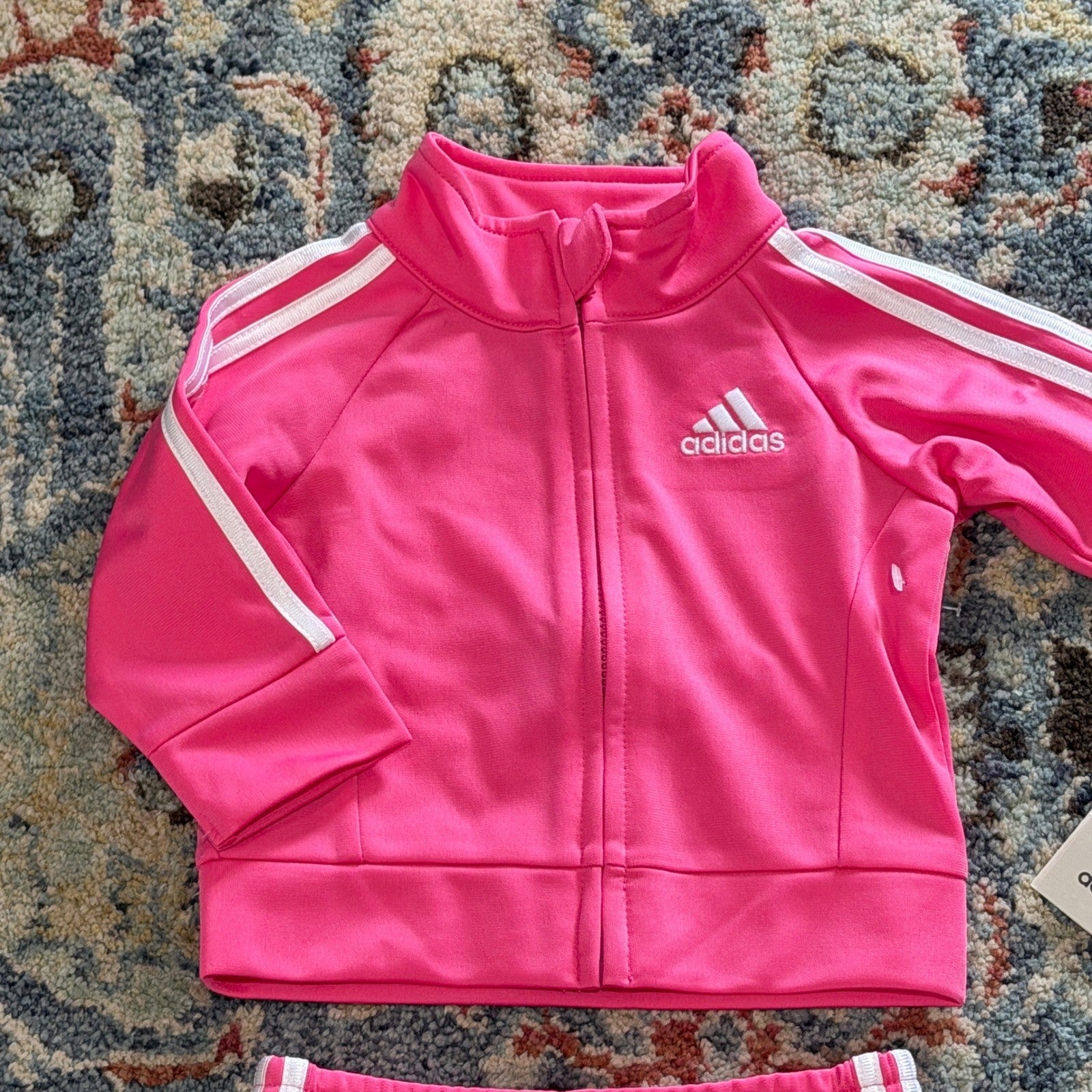 Adidas Tracksuit 2 Piece Set Girls 3M Dark Pink Sporty NWT1