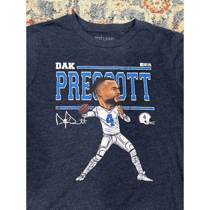 500 Level Dak Prescott NFL Dallas Cowboys Boys Small Navy Graphic Tee EUC1