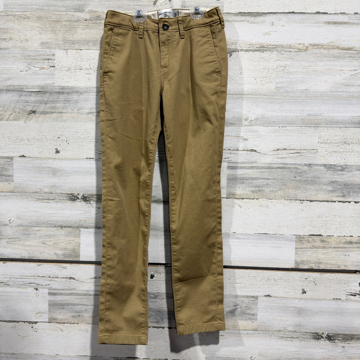Abercrombie Kids Chino Pants Boys 9/10 Long Tan Cotton Stretch Classic Preppy0