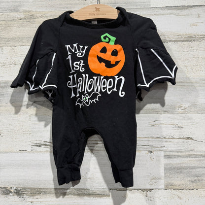 My 1st Halloween Bat Wing Romper Baby 6-9m (70) Black Cotton Spandex Spooky0