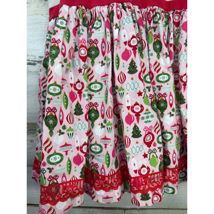 Matilda Jane Platinum Holiday Dress Girls 6 Red Pink Ornament Stripe1