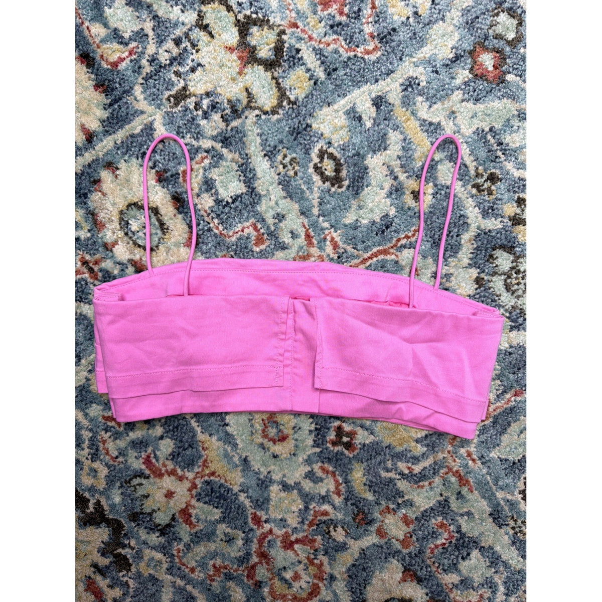 Lovers and Friends Crop Top Women Medium Pink Spaghetti Strap Tiered EUC1