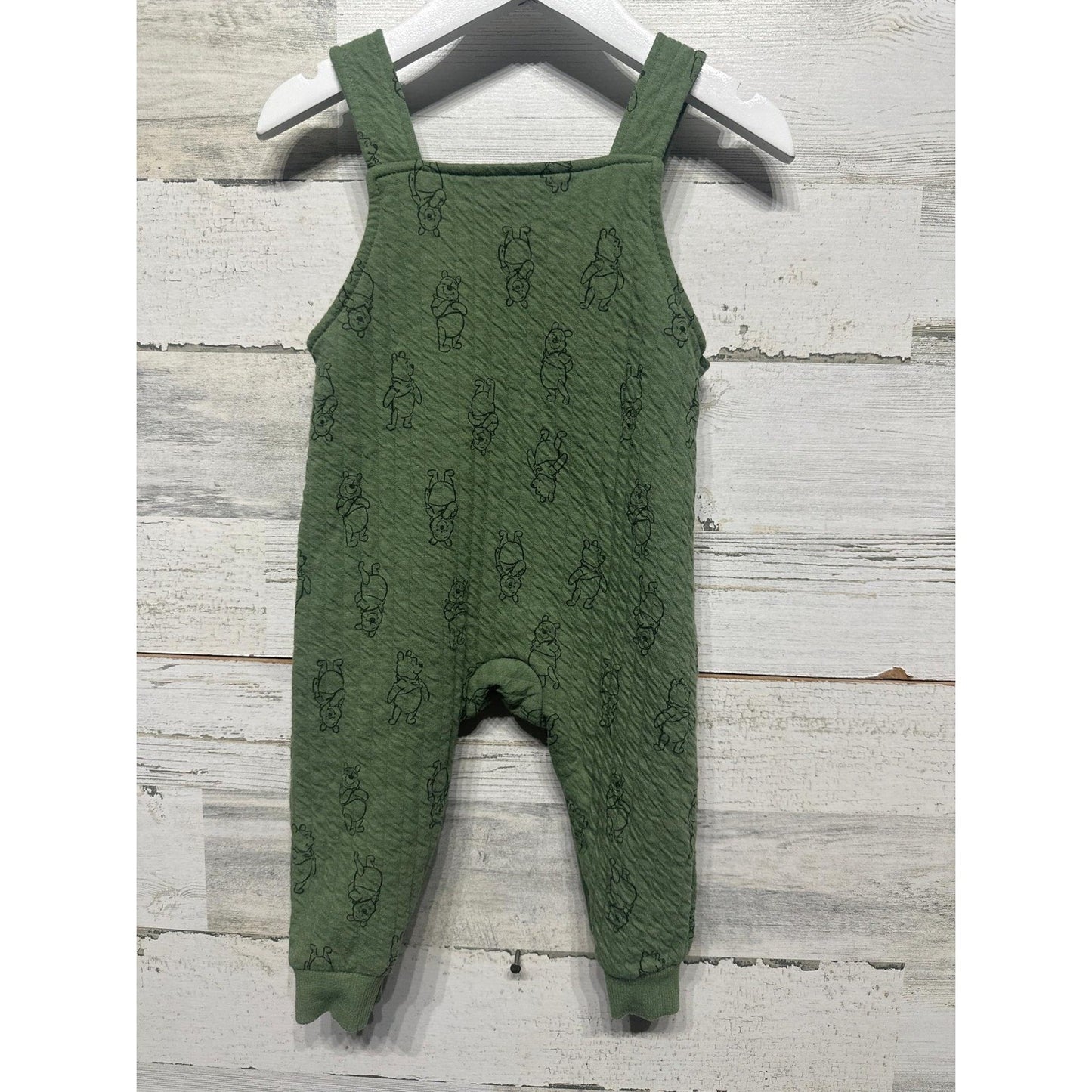 Disney Winnie The Pooh Romper Boys 6-9M Green Quilted Disneycore EUC2