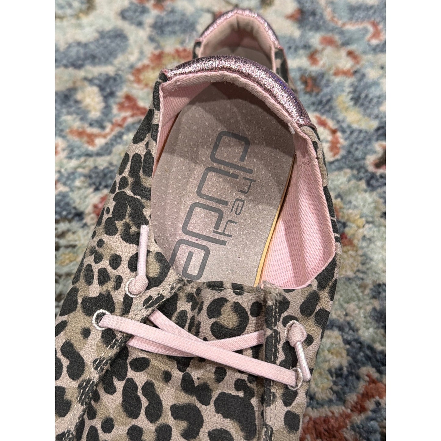 Hey Dude Wendy Shoes Girls Y3 Leopard Pink Animal Print Casual Boho5
