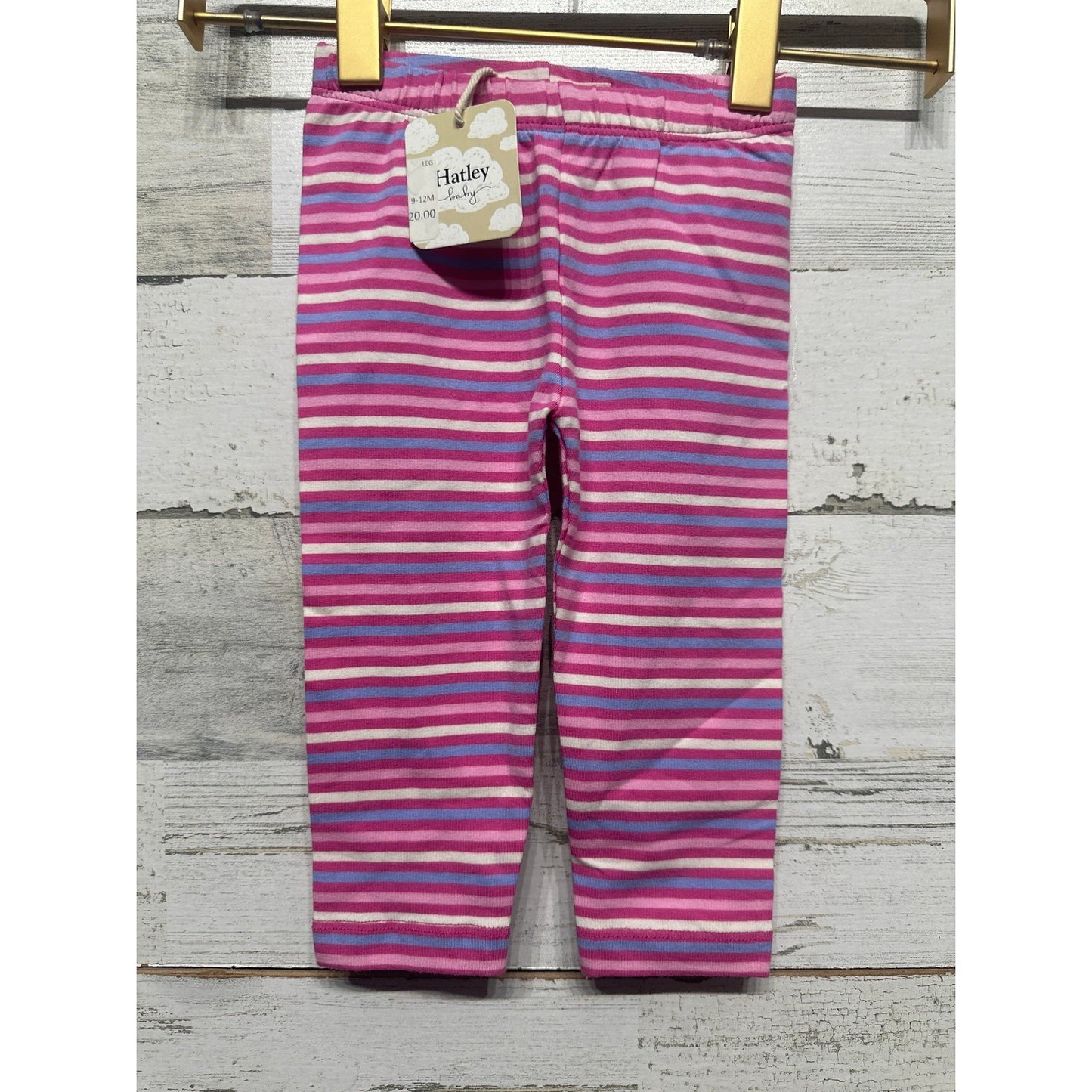 Hatley Leggings Girls 9-12M Pink Purple Striped Cotton Stretch Playwear NWT0