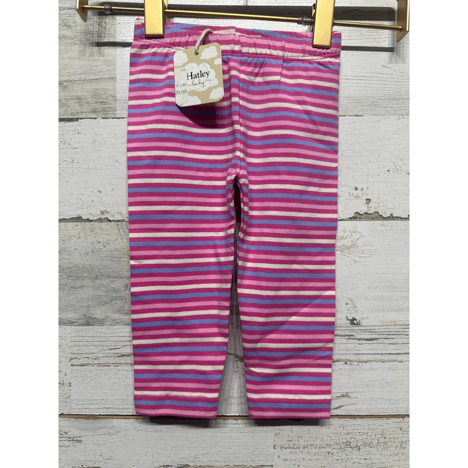 Hatley Leggings Girls 9-12M Pink Purple Striped Cotton Stretch Playwear NWT0