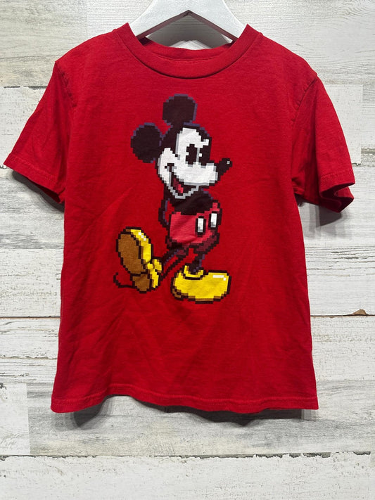 Disney Mickey Mouse Graphic T-Shirt Kids S 6/7 Red 8-Bit Pixel Art GUC0