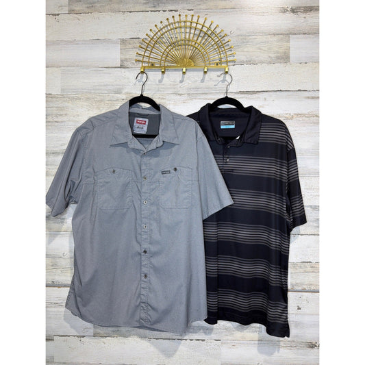 Wrangler PGA Tour Shirts Men XL Gray Black Bundle Performance Gorpcore0