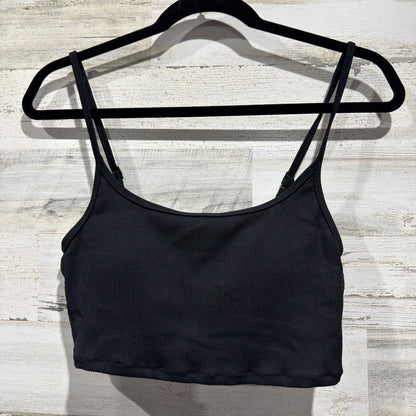 Aerie Scoop Neck Crop Top Women Medium Black Ribbed Real Good Athleisure EUC0