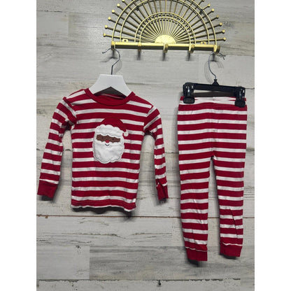 Carter's Pajama Set Boys 2T Red White Striped Black Santa Applique0