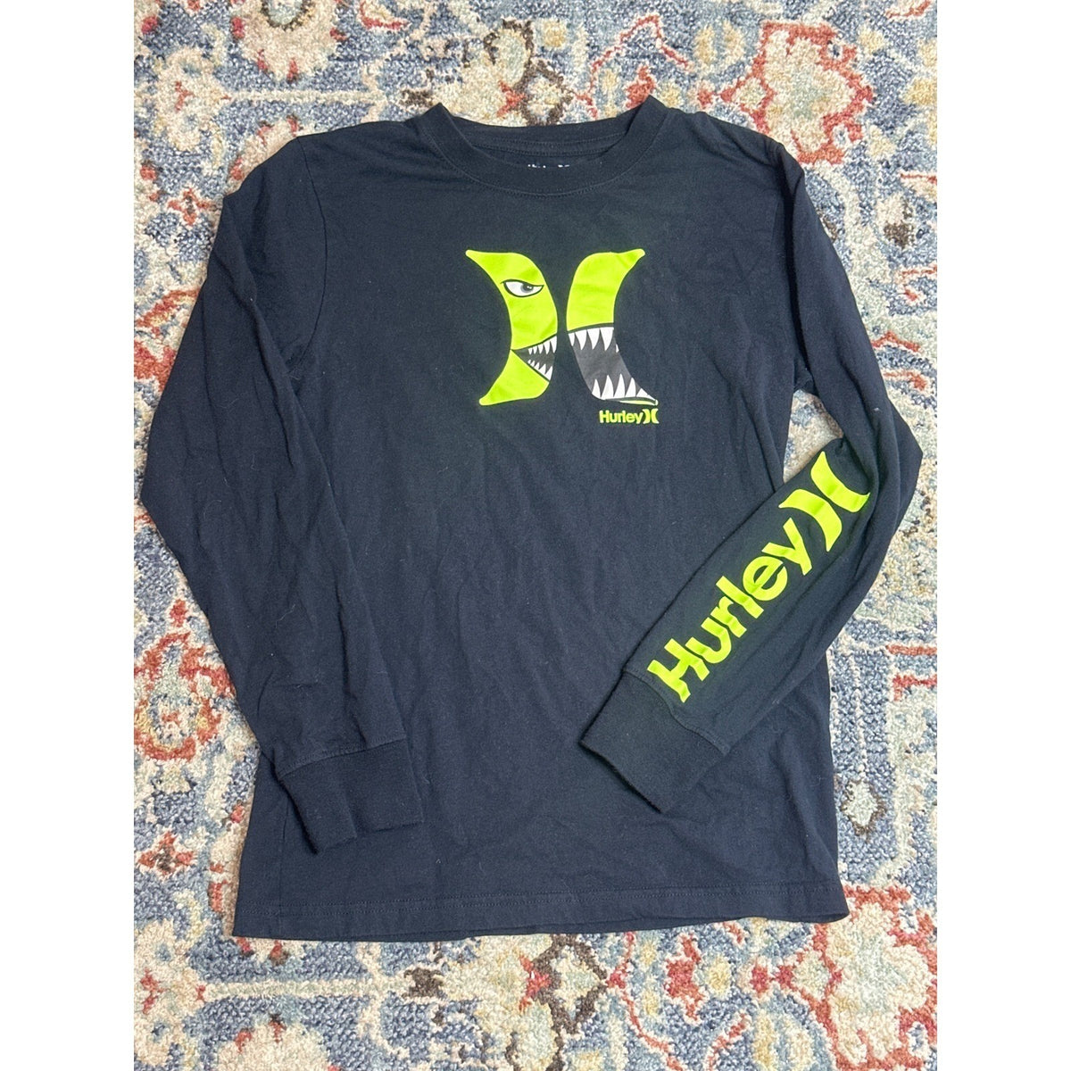 Hurley Long Sleeve Shirt Boys Large 12-13 Black Graphic0
