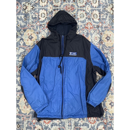 Disney Windbreaker Jacket Mens XXL Blue Black Colorblock Vintage Hooded GUC0