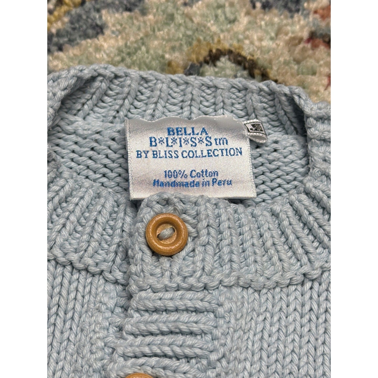 Ralph Lauren Bella Bliss Romper Cardigan Set Boys 6M Blue White Preppy *Flawed5