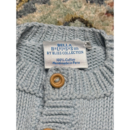 Ralph Lauren Bella Bliss Romper Cardigan Set Boys 6M Blue White Preppy *Flawed5
