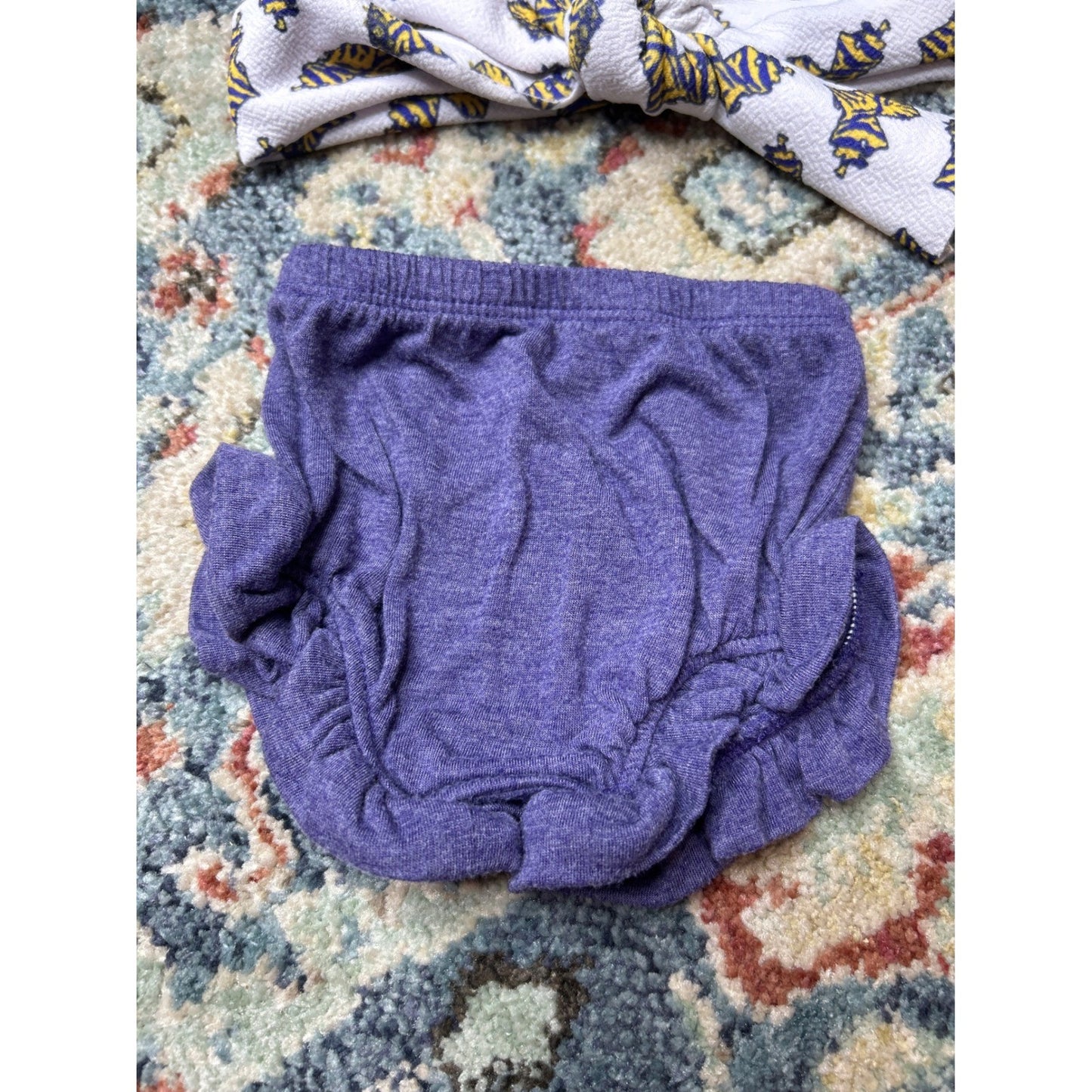 LSU Ruffle Shorty Headband Set Girls 3-6 Months Purple Gold Game Day3