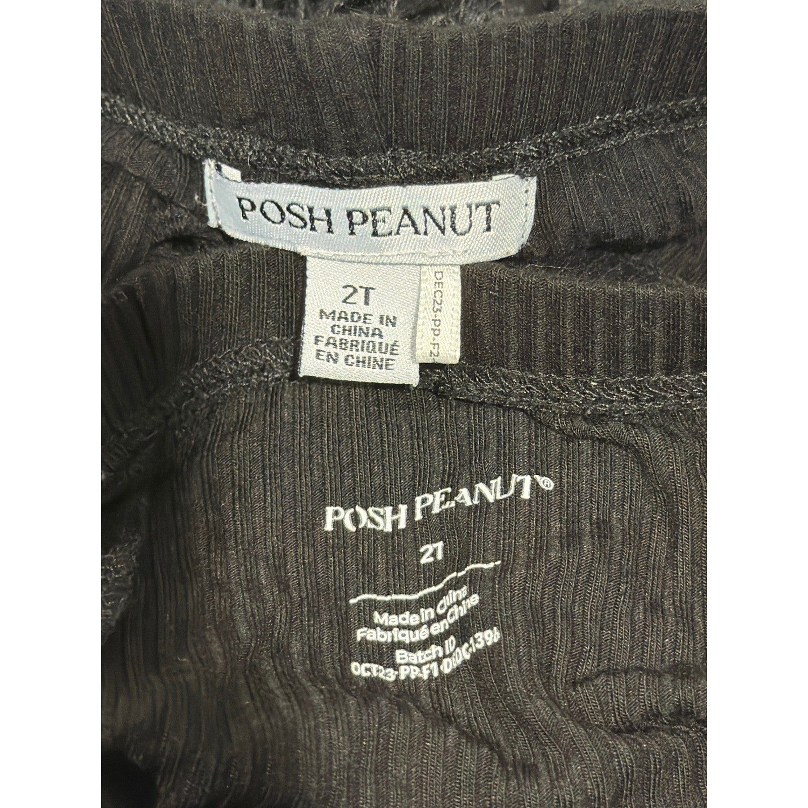 Posh Peanut Ribbed Leggings Girls 2T Black Ruffle Bamboo Basics EUC4