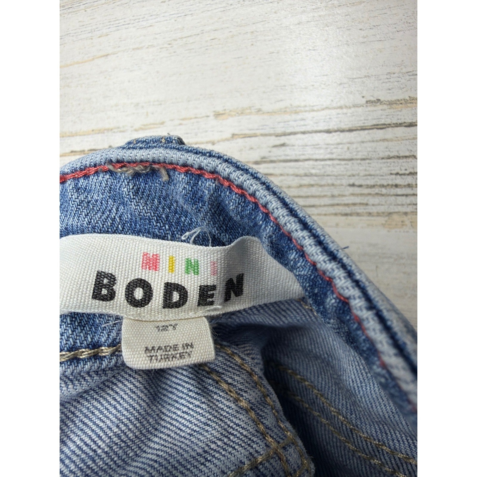 Mini Boden Denim Shorts Girls 12 Blue Tassel Embroidered Boho3