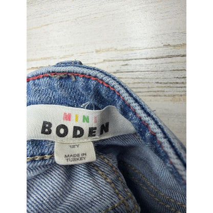 Mini Boden Denim Shorts Girls 12 Blue Tassel Embroidered Boho3