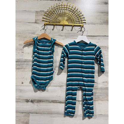 KicKee Pants Bodysuit & Coverall Boys 6-12M Forest Stripe Bamboo EUC0