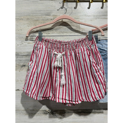 Old Navy Wishful Park Shorts Girls 14 XL Blue Red Denim Striped Coastal EUC1
