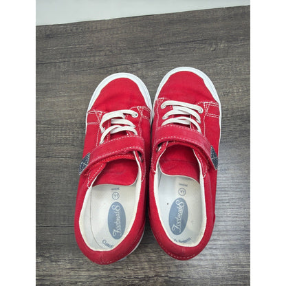 FootMates Canvas Sneakers Boys Size 1 Red Hook Loop Strap Classic4