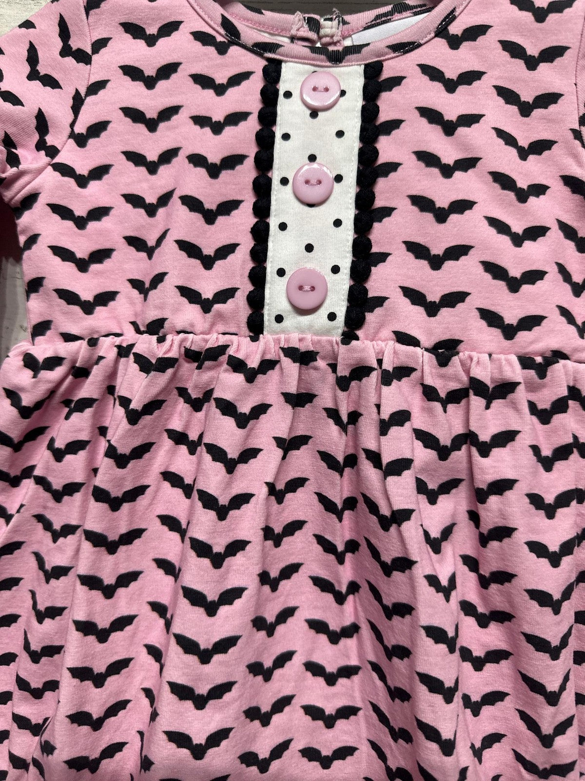 Swoon Baby Bubble Romper Girls 9M Pink Black Bat Print Halloween NWT1
