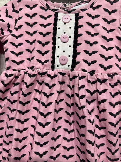 Swoon Baby Bubble Romper Girls 9M Pink Black Bat Print Halloween NWT1