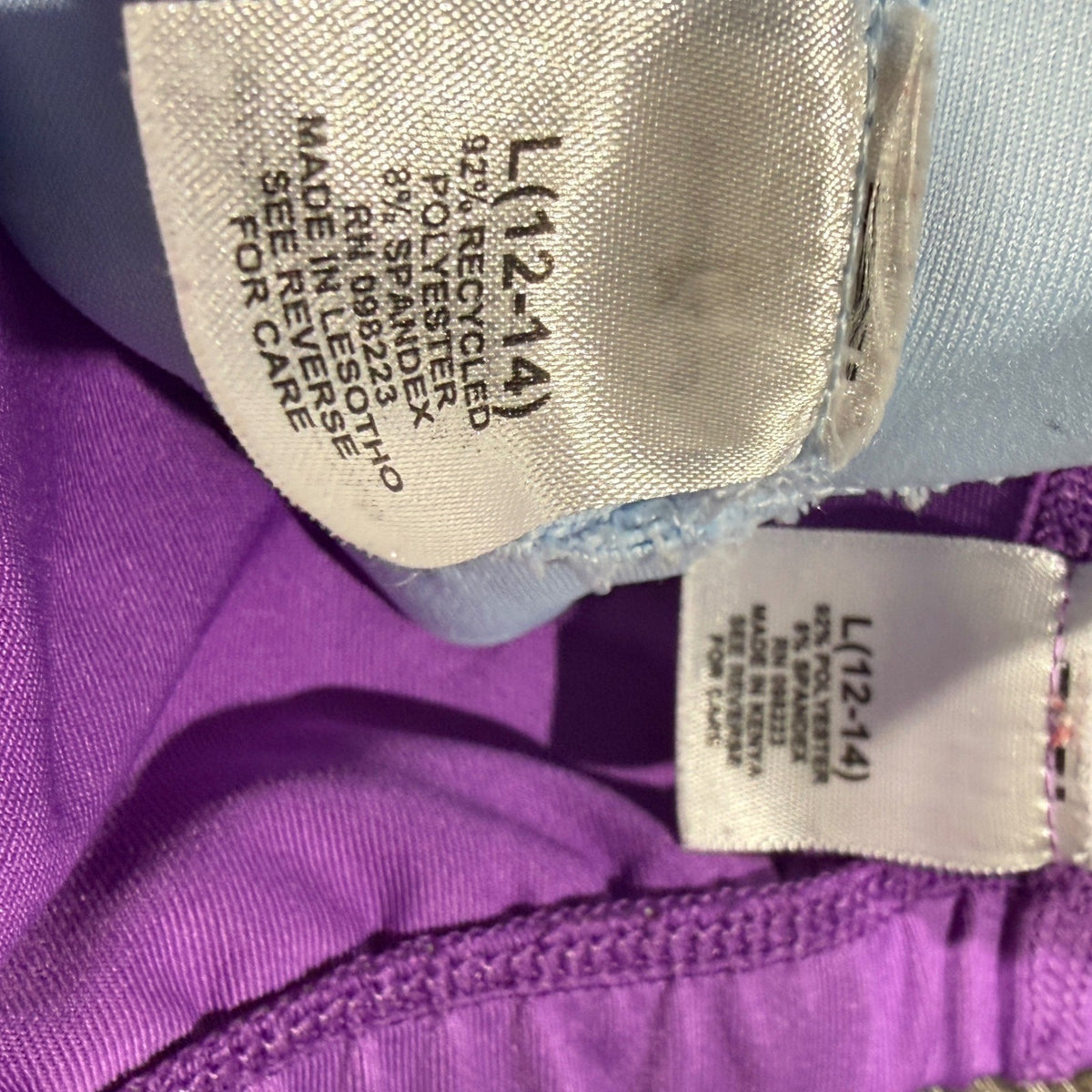 BCG Activewear Set Shorts Sports Bras Girls L 12-14 Purple Pink Pattern Modern5