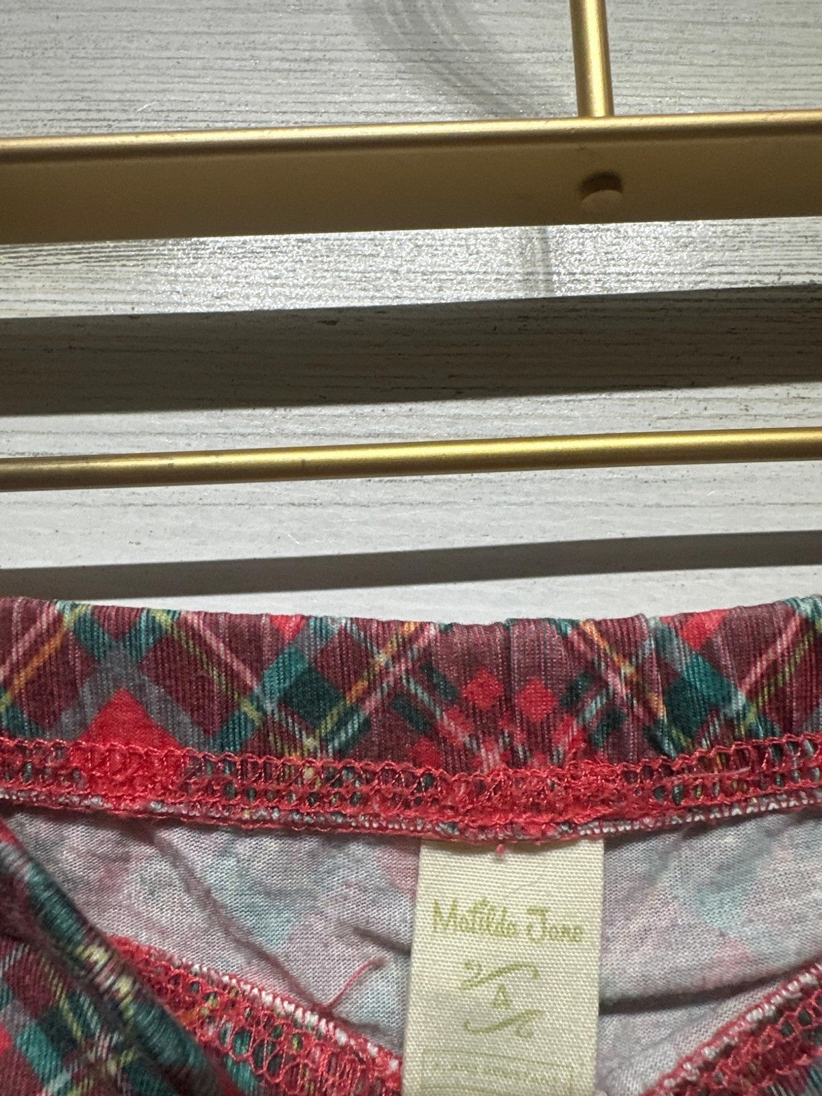 Matilda Jane Ruffle Pajama Pants Girls 4 Red Green Plaid Floral Holiday2