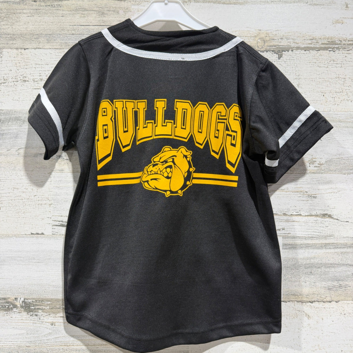 Kids Youth Small Black Bulldogs Jersey Shirt Graphic Sporty EUC3
