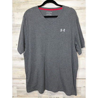 Under Armour V-Neck Shirt Mens 2XL Gray Charged HeatGear Loose EUC0