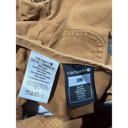 Carhartt Canvas Bib Overalls Boys 18M Brown Double Knee3