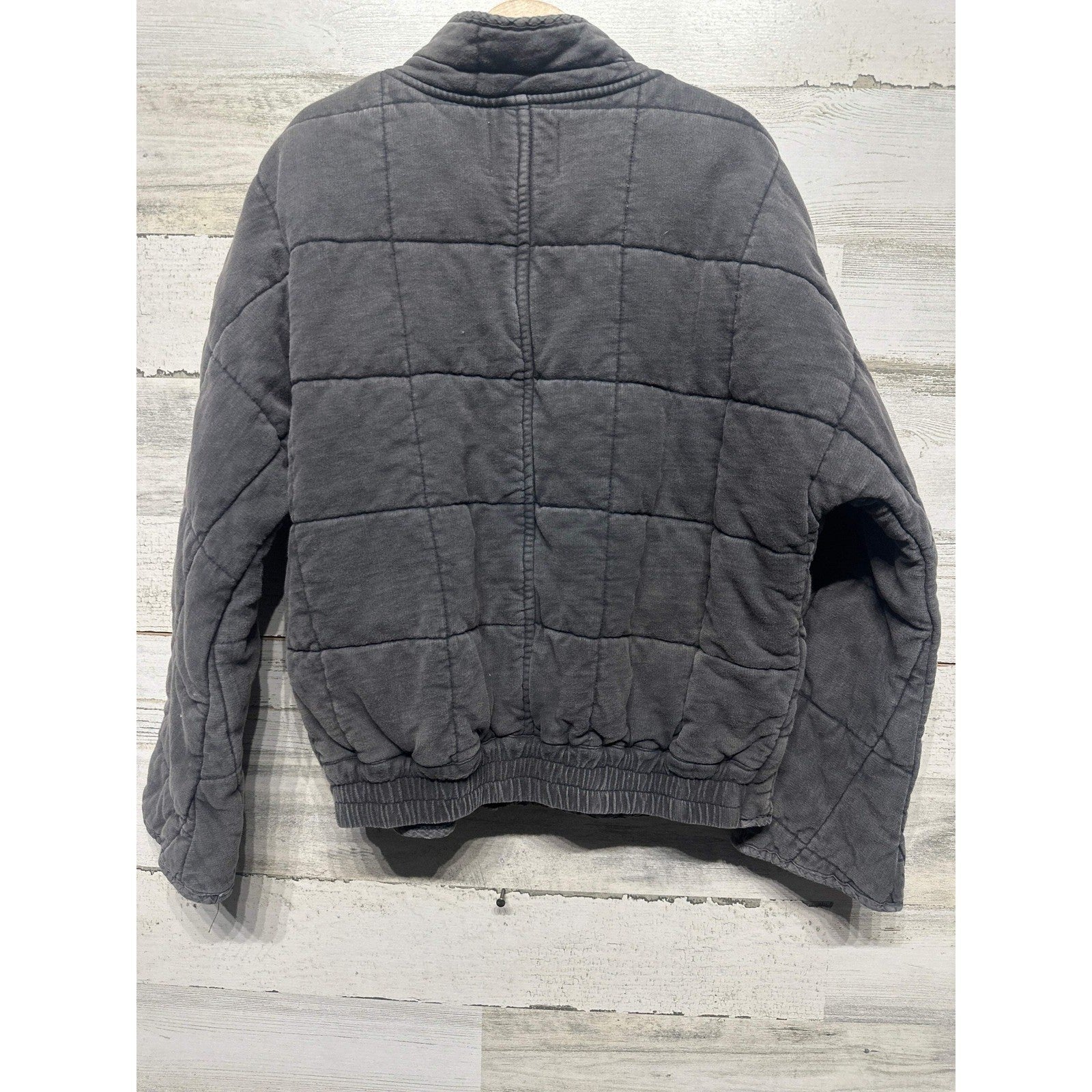 Chelsea & Violet Quilted Bomber Jacket Girls Medium Grey Full Zip EUC2
