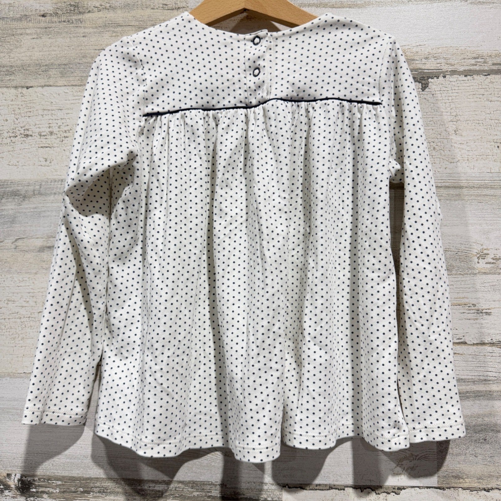 The Beaufort Bonnet Company Top Girls 7 White Polka Dot Preppy Pima Cotton EUC3