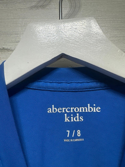 Abercrombie Graphic Tee Kids 7/8 Blue Tiger Flip Sequin Logo EUC1
